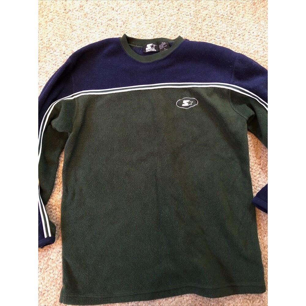 Vintage Starter Fleece Pullover Green Blue Men's XL Super Soft
